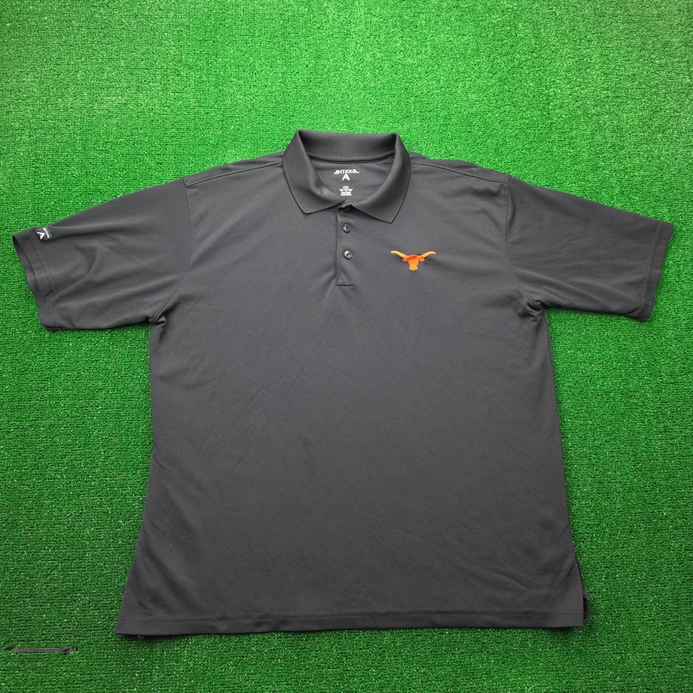 Texas Longhorns Antigua Polo Shirt Mens 2XL Black Short Sleeve NCAA Football